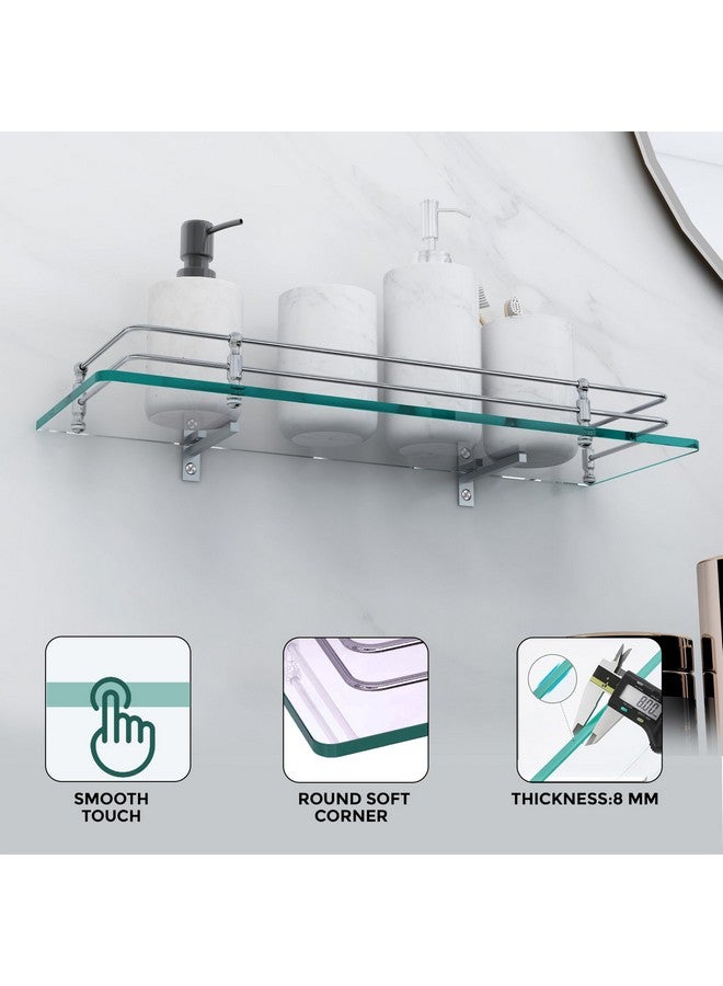 فورتون رف زجاجي متعدد الأغراض معلق على الحائط من FORTUNE، رف حمام أمامي مع حامل حائط للتخزين، شفاف مقاس 18 × 6 بوصة (عبوة من قطعتين) - Image 5