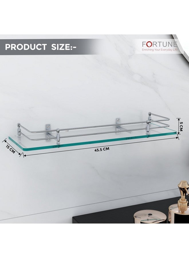 فورتون رف زجاجي متعدد الأغراض معلق على الحائط من FORTUNE، رف حمام أمامي مع حامل حائط للتخزين، شفاف مقاس 18 × 6 بوصة (عبوة من قطعتين) - Image 4