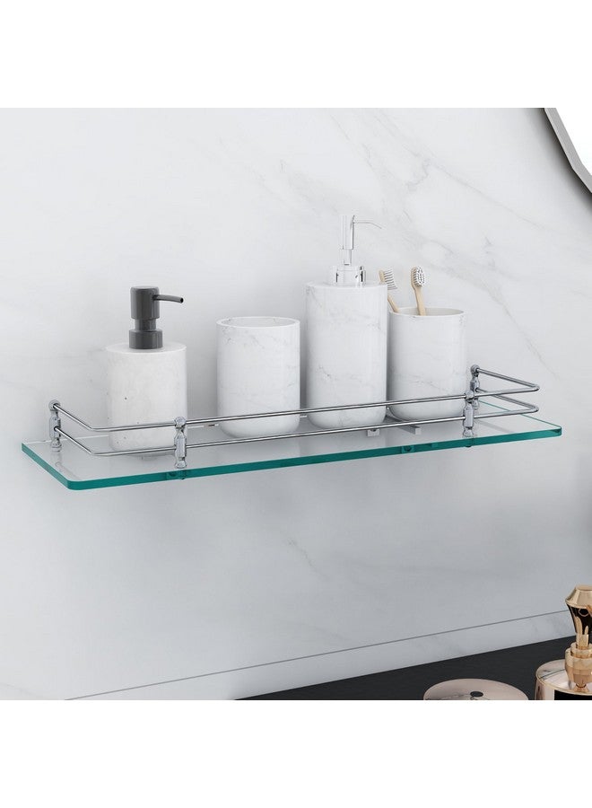 فورتون رف زجاجي متعدد الأغراض معلق على الحائط من FORTUNE، رف حمام أمامي مع حامل حائط للتخزين، شفاف مقاس 18 × 6 بوصة (عبوة من قطعتين) - Image 2