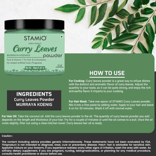 STAMIO Hair Care 2 Products Combo 180 gm - Methi (Fenugreek) and Curry Leaves Powder for Mask, Pack, Anti-Dandruff, Shine | Natural Powders Kit | In Jar (100gm + 80gm) - Image 4