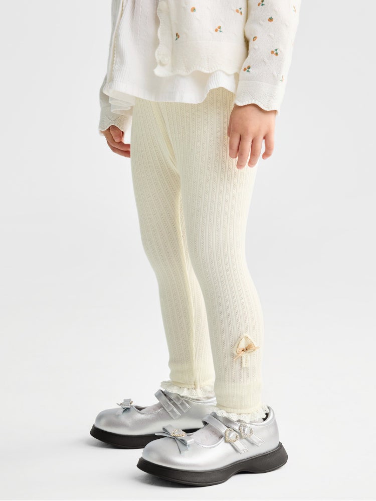 بالابالا بنطلون ليقنز مضلع مع ربطة للبنات - Image 2