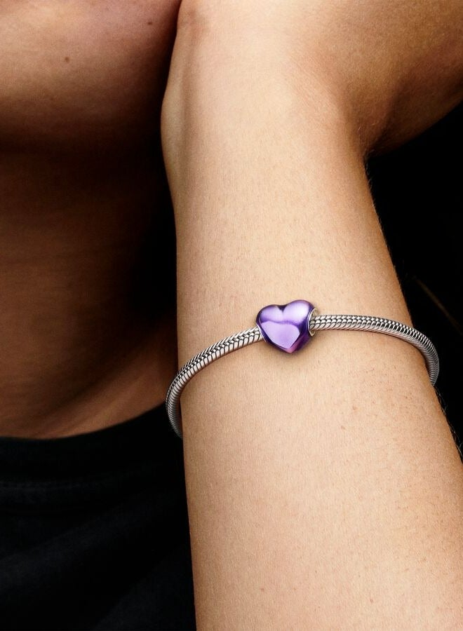 Pandora Moments Metallic Purple Heart Charm for Women's Bangle 799291C01