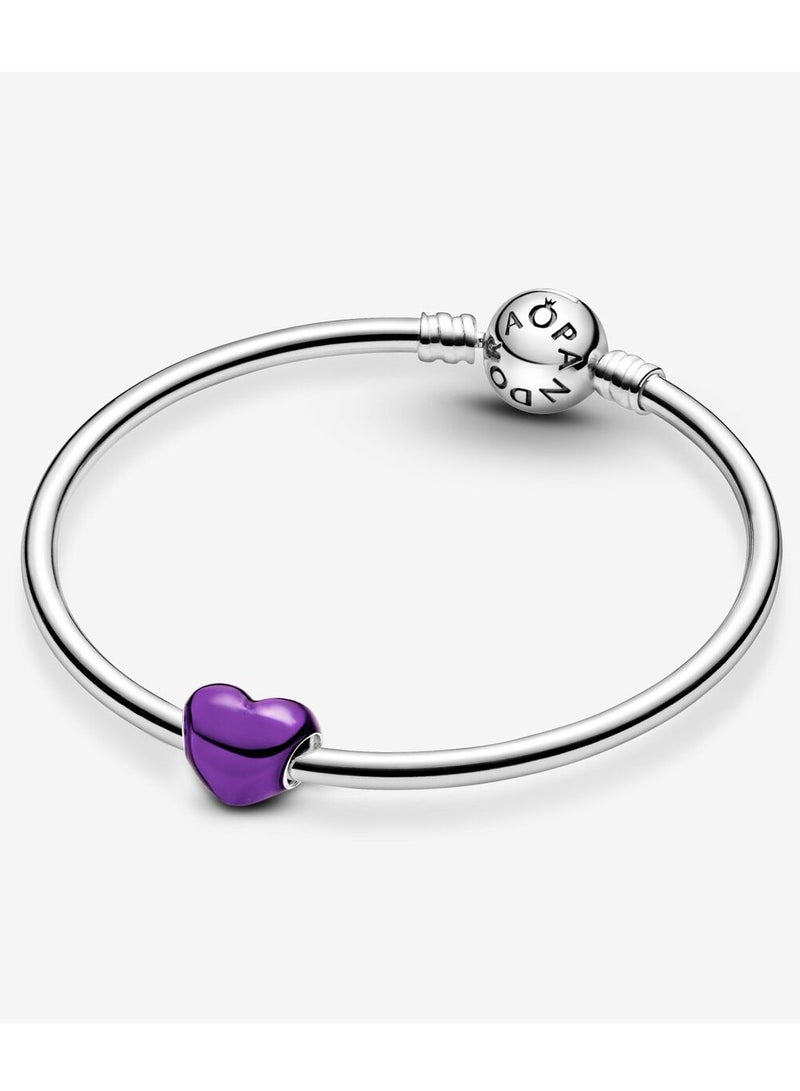 Pandora Moments Metallic Purple Heart Charm for Women's Bangle 799291C01