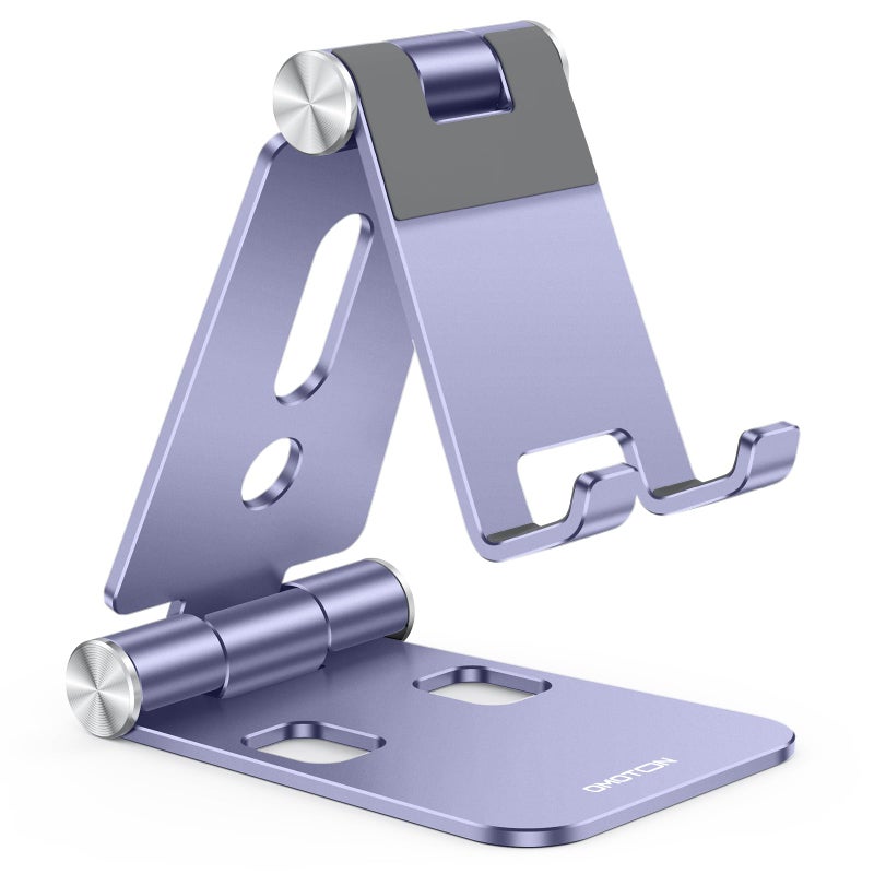OMOTON Foldable Cell Phone Stand C4 Portable Aluminum Phone Holder Adjustable Phone Dock Cradle Compatible with iPhone 171615 Pro Max Air Samsung Galaxy Small Tablets Smart Phones Purple - Image 3