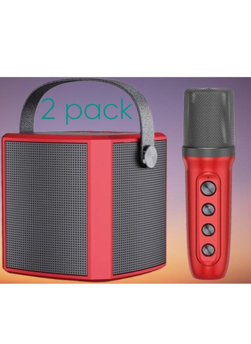 ELTRAZONE 2 Pack Portable Bluetooth Karaoke Speaker with Rechargeable Wireless Microphone, Type-C Charging, Multiple Voice Modes, TF Card Support – Red, Perfect for Parties, Karaoke, and Home Entertainment - Image 1