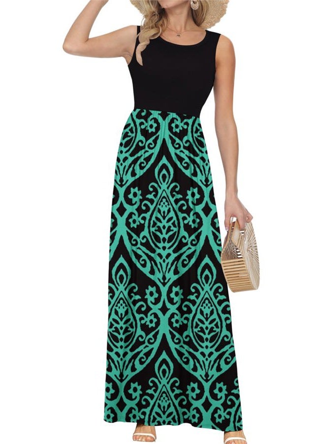 AUSELILY Women's Summer Sleeveless Loose Maxi Dress Casual Long Dresses with Pockets 2025 New Black Green S - Image 2