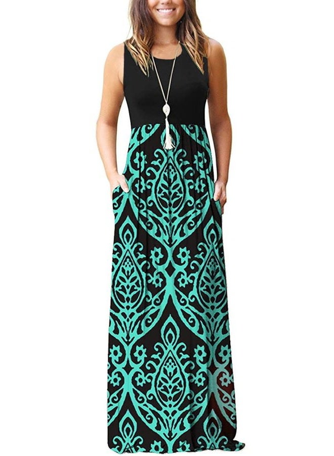 AUSELILY Women's Summer Sleeveless Loose Maxi Dress Casual Long Dresses with Pockets 2025 New Black Green S - Image 1