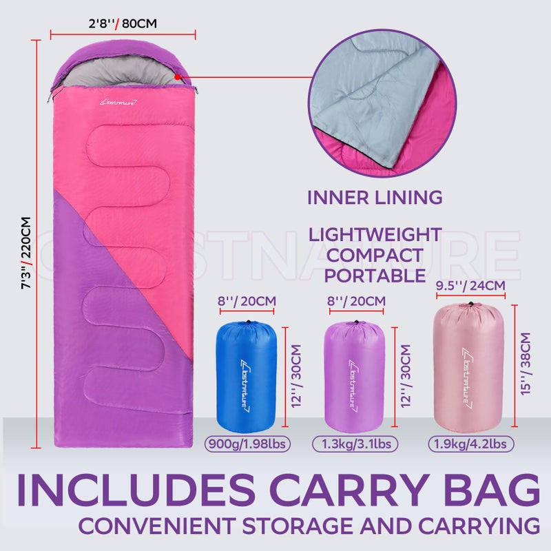 Clostnature Sleeping Bag for Adults and Kids - Lightweight Camping Sleeping Bag for Girls, Boys, Youths, Ultralight Backpacking Sleeping Bags for Cold Weather - Compression Sack Included(Left Zipper) - Image 2