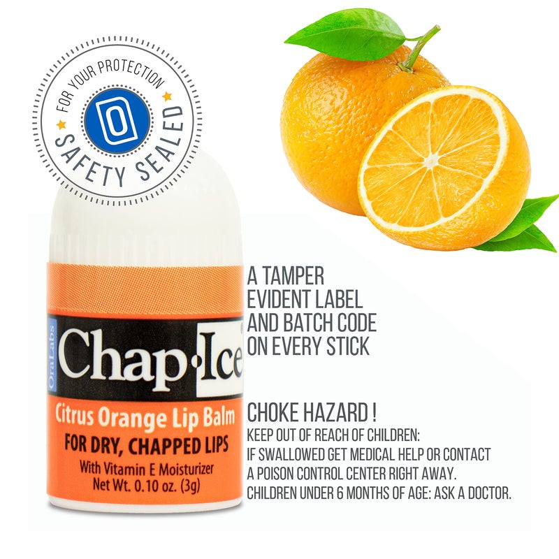 Chap Ice تشاب-آيس® | بلسم شفاه فاخر وتقليدي للشفاه المتشققة والجافة أو المتأثرة بالرياح | عرض بحجم الجيب مع نكهات متنوعة - كرز، برتقال حمضي، كيوي ليمون - 50 عصا صغيرة (0.10 أونصة/3 جرام) - Image 3