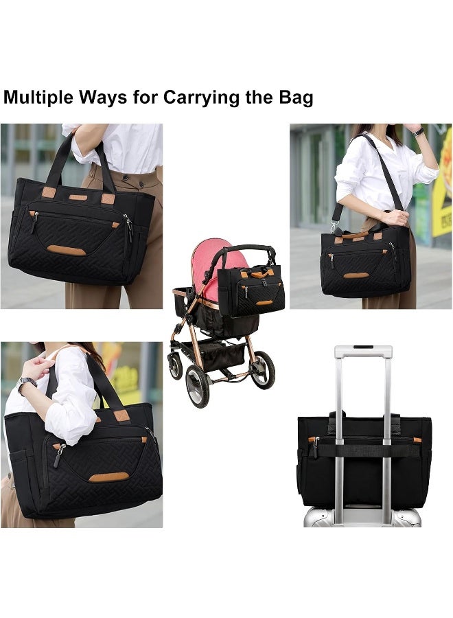 FHELAD Diaper Bag Tote, Large Tote Diaper Bag with 16 Inch Laptop Compartment for Mom and Dad - Image 3