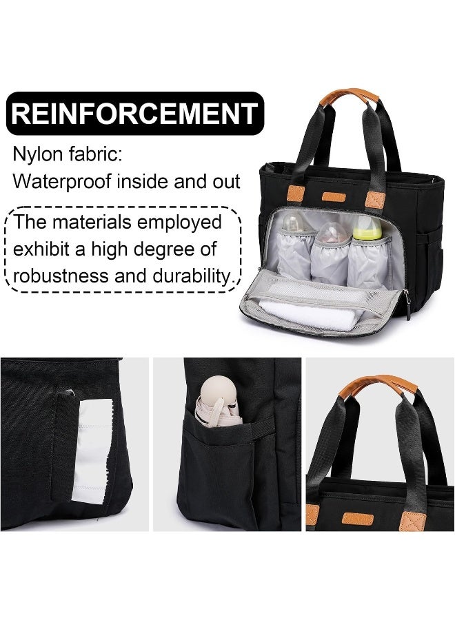 FHELAD Diaper Bag Tote, Large Tote Diaper Bag with 16 Inch Laptop Compartment for Mom and Dad - Image 2
