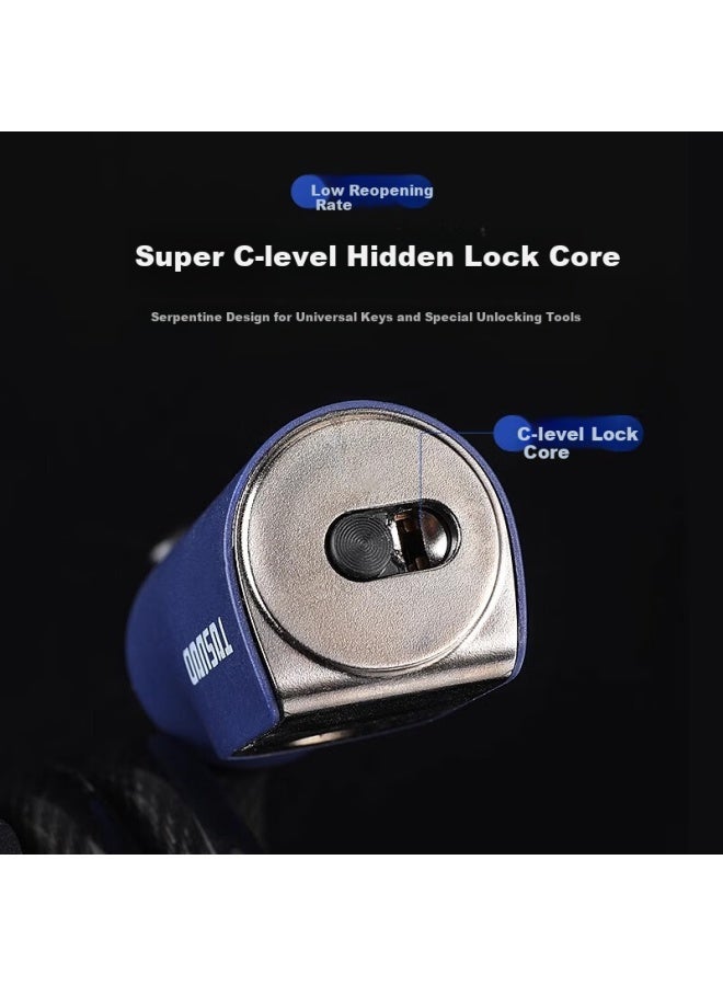 Tosuod Mountain Road Bike Anti-Theft Lock Fixed Gear Portable Thickened Steel Cable Chain Lock For Home Use Black - Image 3
