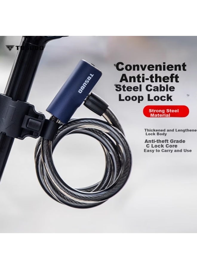 Tosuod Mountain Road Bike Anti-Theft Lock Fixed Gear Portable Thickened Steel Cable Chain Lock For Home Use Black - Image 2