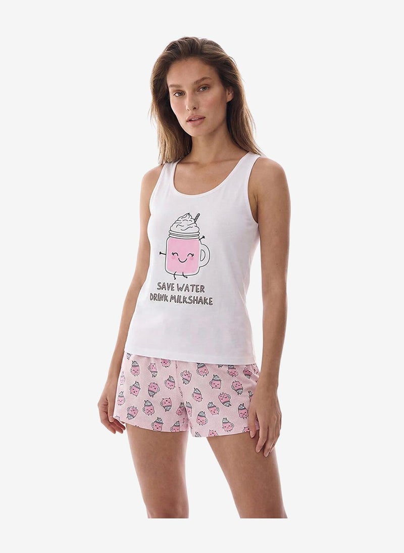 Penti Women Milkshake Sleeveless Shorts Light Pink Pyjama Set - Image 4