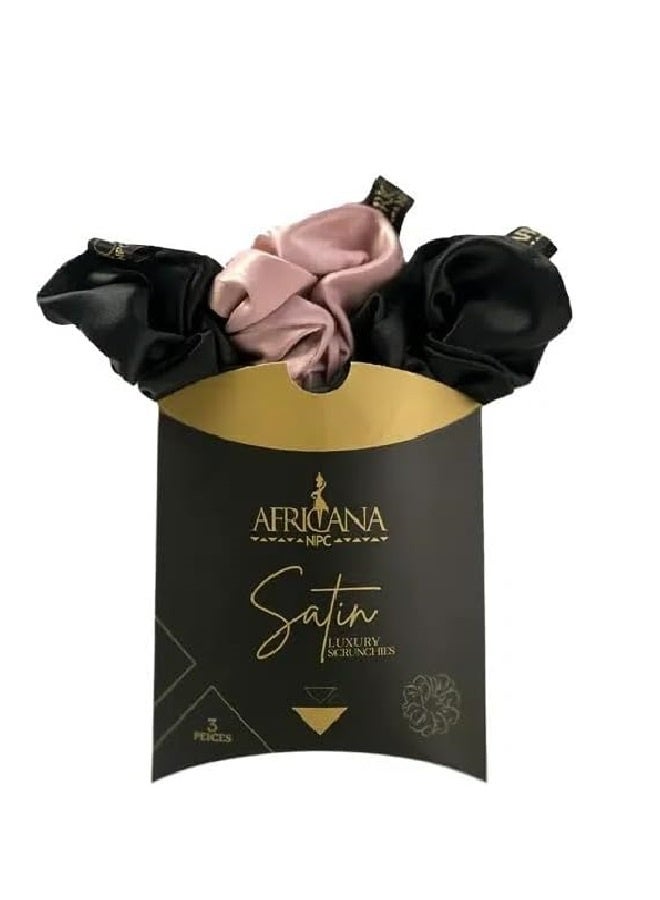 Africana Luxury Satin Scrunchies - 3 Pieces - Image 1