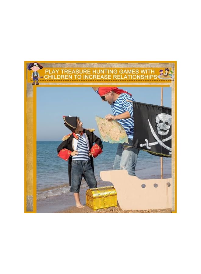 The Bros Pirate Treasure Chest, Vintage Treasures Collection Storage Box, Gold Treasure Box Vintage Prize Box Plastic Toy Box Treasure Chest Toys Games Activities Amusements for Classroom Party Favors Props - Image 4