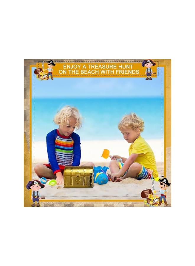 The Bros Pirate Treasure Chest, Vintage Treasures Collection Storage Box, Gold Treasure Box Vintage Prize Box Plastic Toy Box Treasure Chest Toys Games Activities Amusements for Classroom Party Favors Props - Image 2