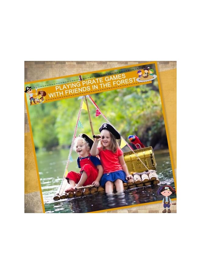 The Bros Pirate Treasure Chest, Vintage Treasures Collection Storage Box, Gold Treasure Box Vintage Prize Box Plastic Toy Box Treasure Chest Toys Games Activities Amusements for Classroom Party Favors Props - Image 3