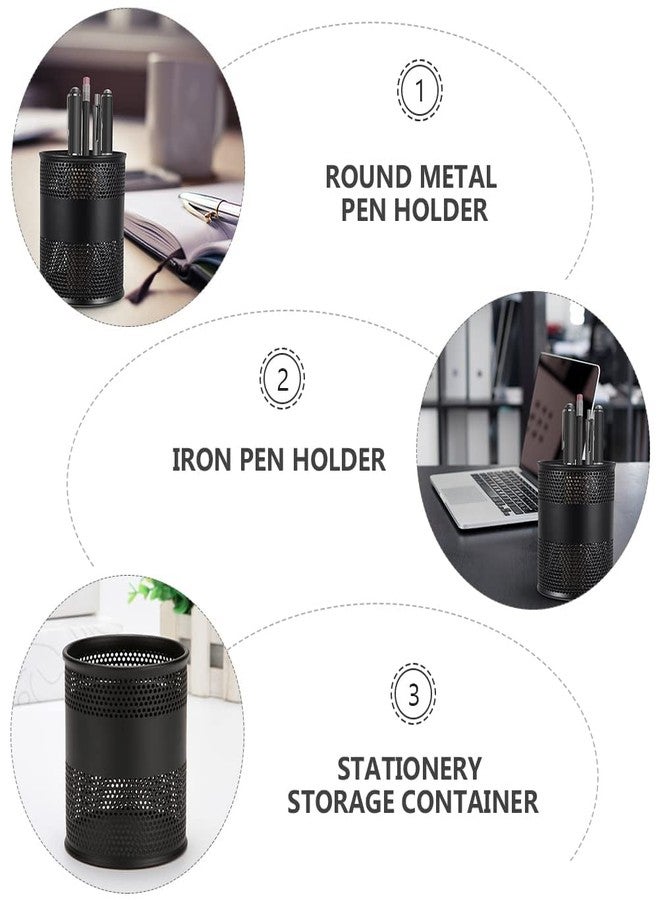 Merayo Desk Organizer Pen Stand For Study Table Stationery Organizer Metal Mesh Office Organizer Pen Holder - Black - Image 5