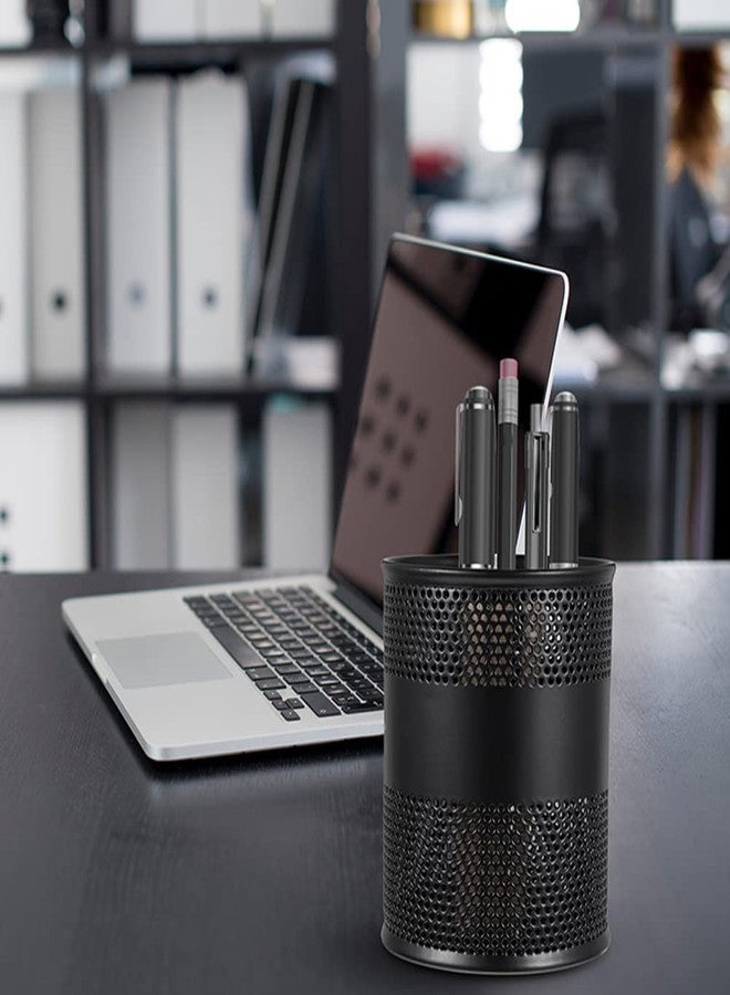 Merayo Desk Organizer Pen Stand For Study Table Stationery Organizer Metal Mesh Office Organizer Pen Holder - Black - Image 2