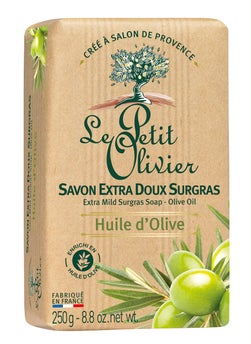LE PETIT OLIVIER Le Petit Olivier Extra Mild Surgras Soap - Olive Oil - Gently Cleanses Skin - Delicately Perfumed - Vegetable Origin Based - 8.8 Oz 