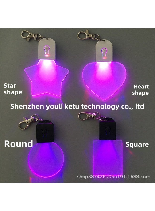 Luminous Keychain Rechargeable Acrylic Special-shaped Colorful Pendant Source Stall Wholesale-Color:Red Rope Charging Semi-finished Products-Black - Image 3
