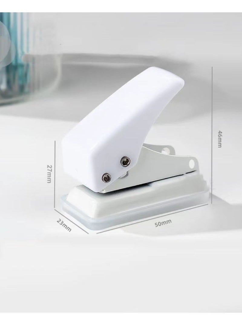 OMEVE Mini Hole Puncher, 10 Sheets Punch Capacity, Single Ring Cute Handheld Hole Punches for Paper, Scrapbooks Paper, Crafts, Stationery, Gift Bags (White+purple) - Image 3