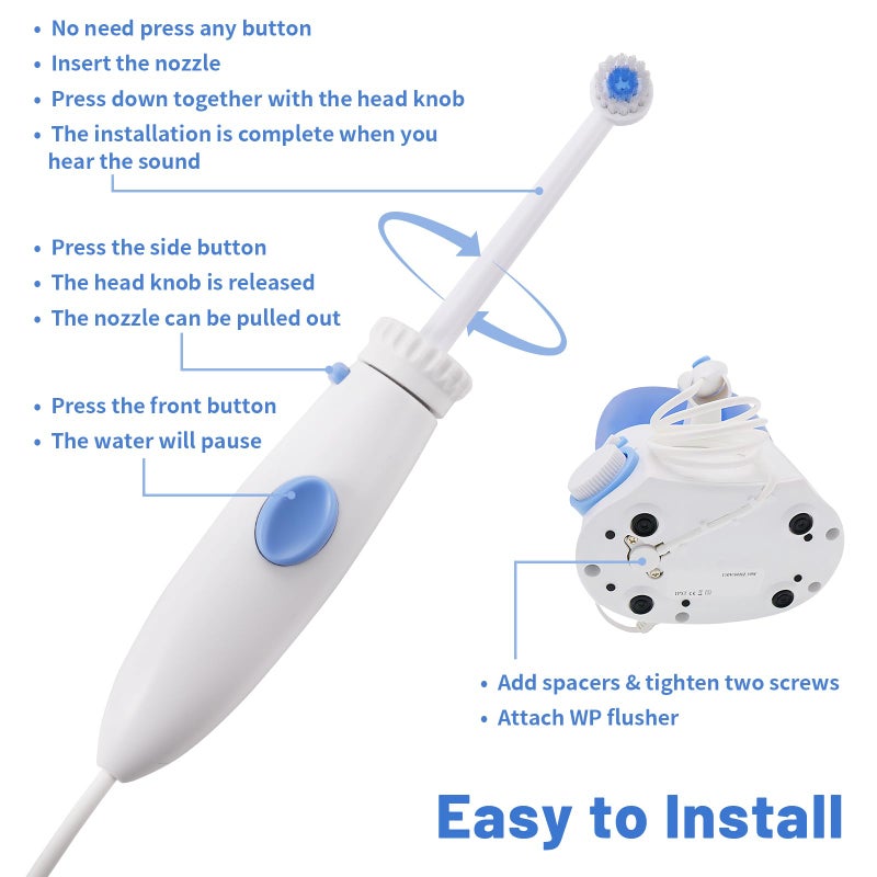 Oralphi Replacement Hose and Handle Parts Compatible with Waterpik Water Flosser WP-100 WP-140 WP-150 WP-900 Series Oral Irrigator, Plastic Handle, Oral Hygiene Accessories (Pause Button) - Image 5