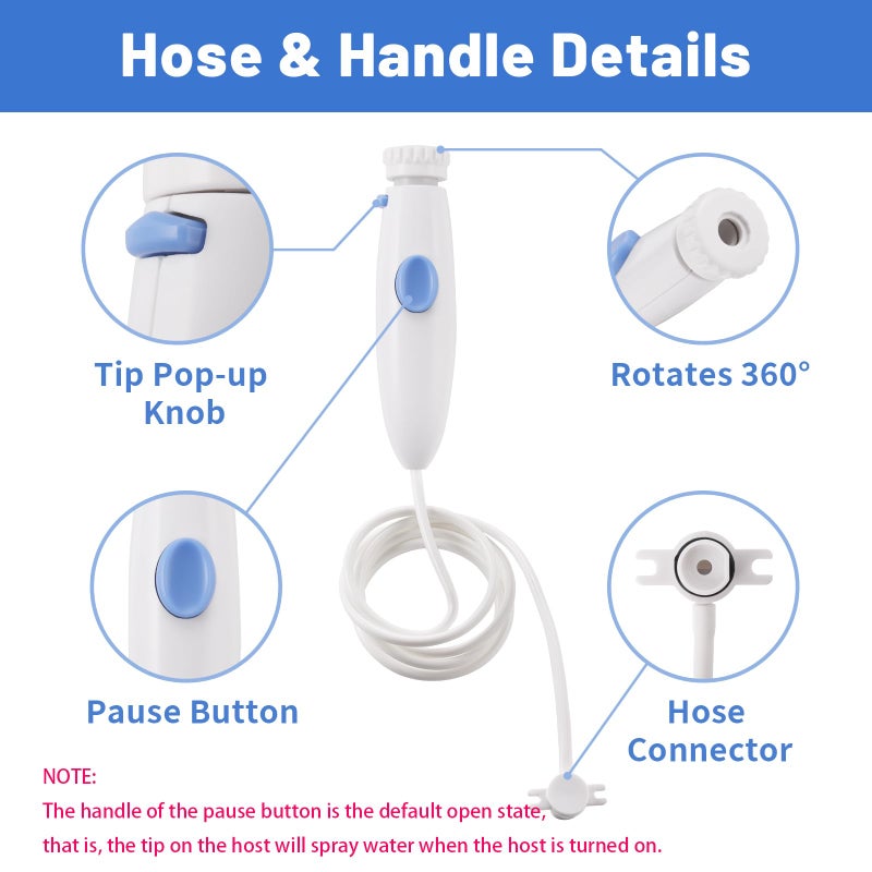 Oralphi Replacement Hose and Handle Parts Compatible with Waterpik Water Flosser WP-100 WP-140 WP-150 WP-900 Series Oral Irrigator, Plastic Handle, Oral Hygiene Accessories (Pause Button) - Image 4