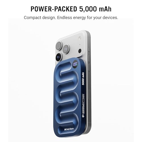 DailyObjects Loop Qi2 Certified 5000 Mah Mag-Safe Compatible Aluminium Wireless Power Bank|Fast Charging| Compatible with Samsung/OnePlus/iPhone 12/13/14/15/16/Pro Max | Pocket Size - Blue - Image 3
