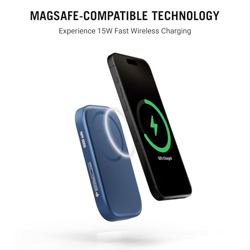 DailyObjects Loop Qi2 Certified 5000 Mah Mag-Safe Compatible Aluminium Wireless Power Bank|Fast Charging| Compatible with Samsung/OnePlus/iPhone 12/13/14/15/16/Pro Max | Pocket Size - Blue - Image 2