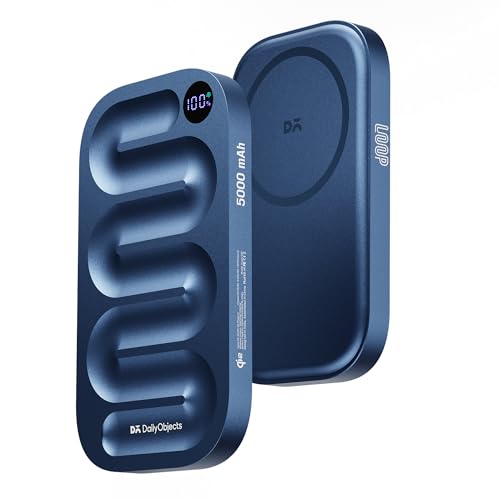 DailyObjects Loop Qi2 Certified 5000 Mah Mag-Safe Compatible Aluminium Wireless Power Bank|Fast Charging| Compatible with Samsung/OnePlus/iPhone 12/13/14/15/16/Pro Max | Pocket Size - Blue - Image 1
