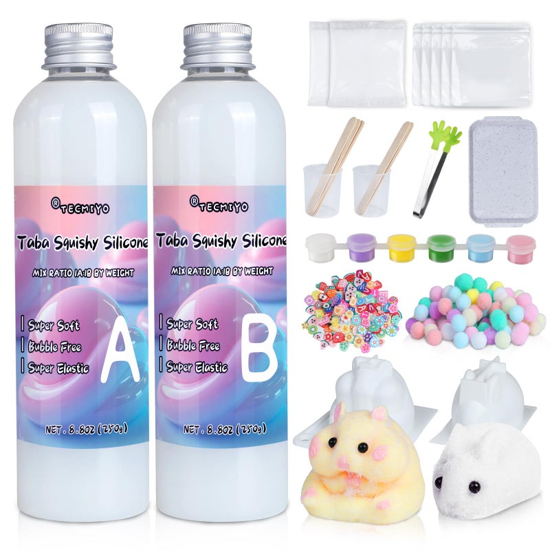 TECMIYO Taba Squishy Kit - Make Your Own Super Soft DIY Squishies With 1:1 AB Liquid Silicone - Perfect for Beginner Makers - Image 1