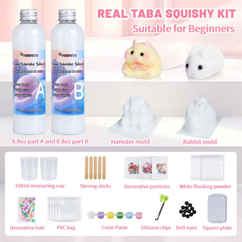 TECMIYO Taba Squishy Kit - Make Your Own Super Soft DIY Squishies With 1:1 AB Liquid Silicone - Perfect for Beginner Makers - Image 2