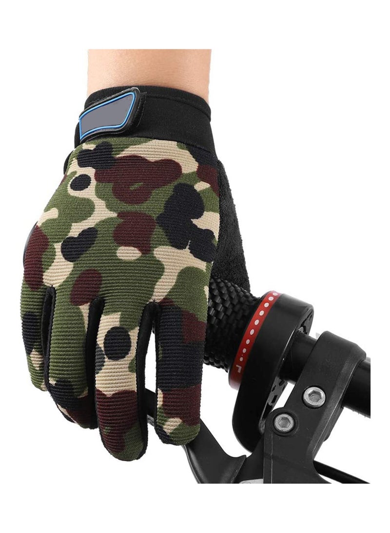 Kids Cycling Gloves, Kids Fishing Gloves, 4-10 Years Boys Girls Kids Sport Gloves, Breathable Non-Slip Full Finger Gloves for Child Cycling Climbing Riding Biking Outdoor Sports