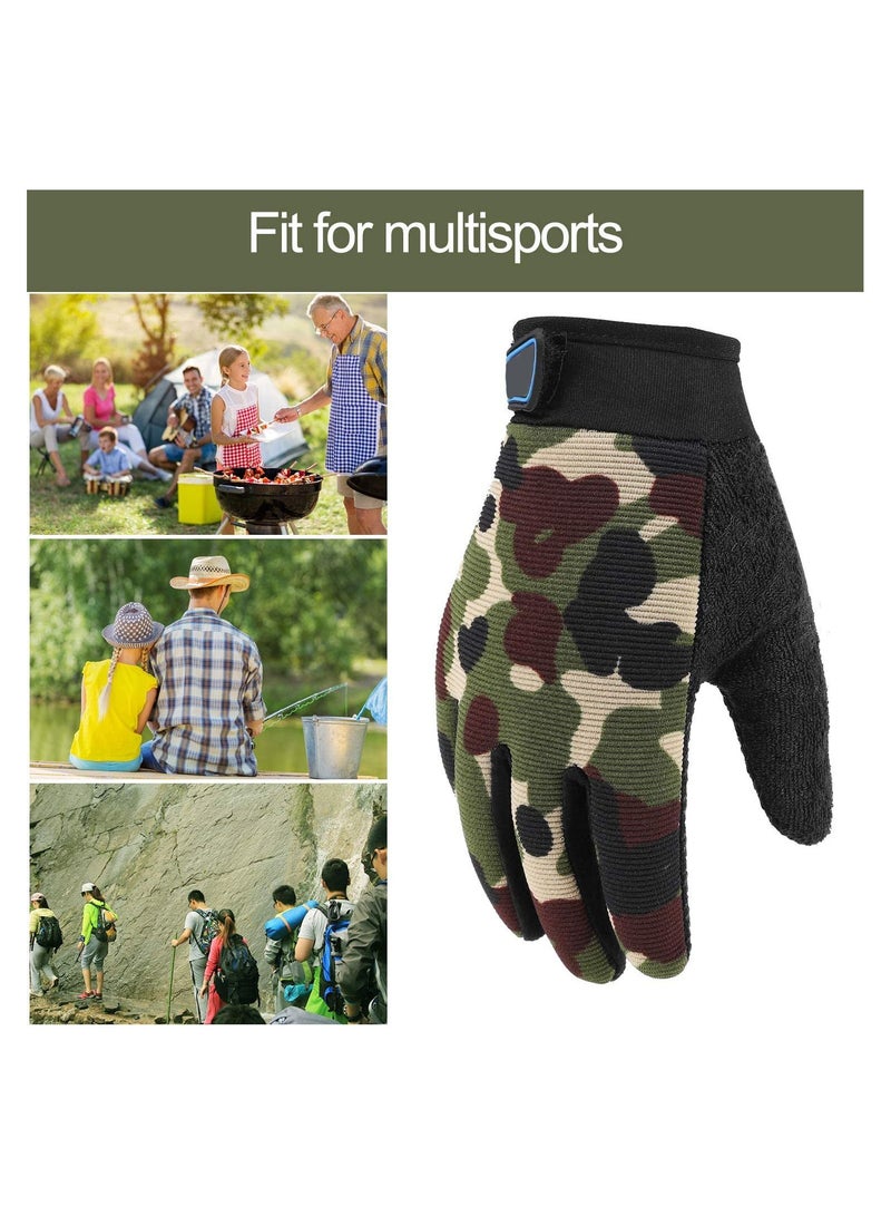 Kids Cycling Gloves, Kids Fishing Gloves, 4-10 Years Boys Girls Kids Sport Gloves, Breathable Non-Slip Full Finger Gloves for Child Cycling Climbing Riding Biking Outdoor Sports