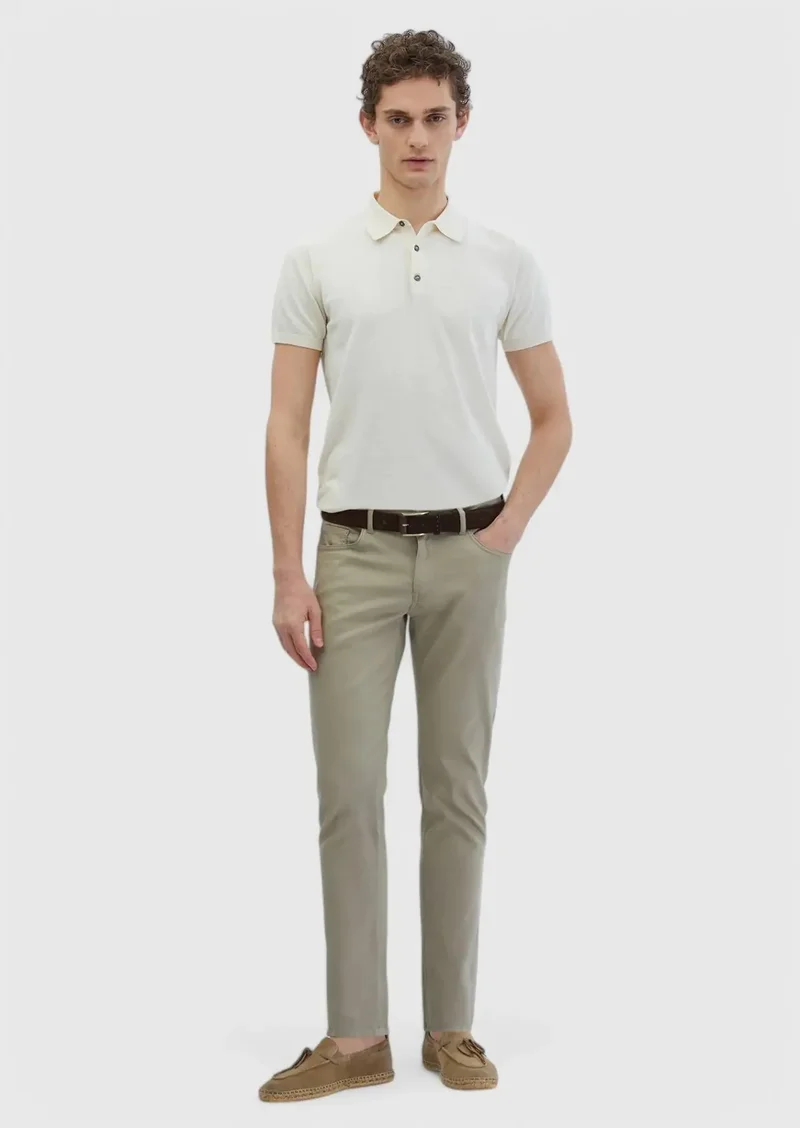 RAMSEY Mink Weaving Slim Fit Casual Cotton Blended Trousers