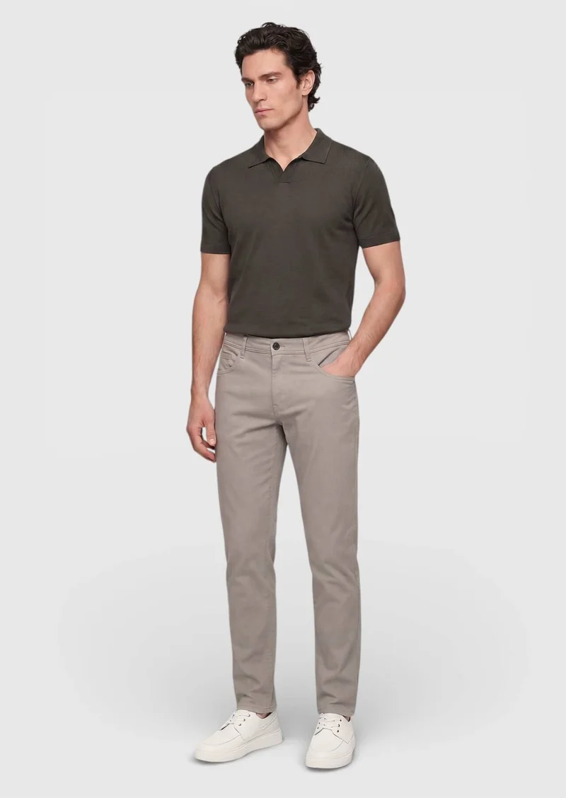 RAMSEY Mink Weaving Slim Fit Casual Cotton Blended Trousers