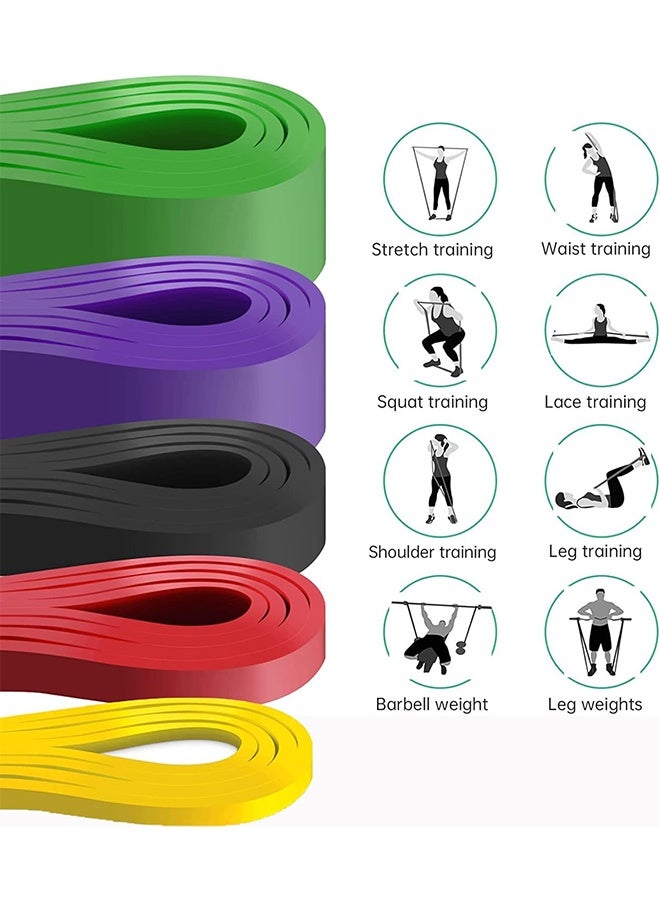 MVAQKLM مجموعة أشرطة المقاومة، أشرطة مساعدة السحب، شريط مقاومة ممتد، أشرطة تمرين، أشرطة رفع الأثقال لتدريب المقاومة، 5 أشرطة تمرين ممتدة مع مرساة باب ومقابض - Image 3
