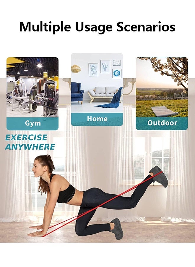 MVAQKLM مجموعة أشرطة المقاومة، أشرطة مساعدة السحب، شريط مقاومة ممتد، أشرطة تمرين، أشرطة رفع الأثقال لتدريب المقاومة، 5 أشرطة تمرين ممتدة مع مرساة باب ومقابض - Image 5