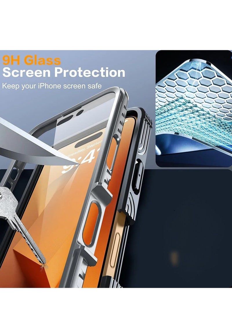 iPhone 16 Pro Max Case, Double Front Frame Built-in 9H Tempered Glass Screen Protector + Privacy Screen Protector, Compatible with MagSafe, Magnetic Phone Case for iPhone 16 Pro Max
