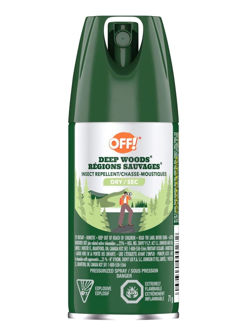 OFF Deep Woods Dry Insect and Mosquito Repellent, Bug Spray for Camping, Bug Repellent Safe for Clothing, 71g, (Packaging May Vary) - Image 1