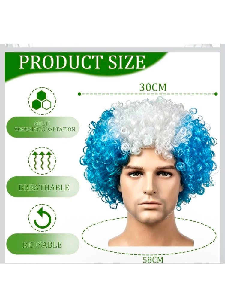 Football World Cup European Championship Fan Wig Argentina Light Blue/White - Afro Style Curly Wig, Unisex One Size, Fan Item for Stadium, Public Viewing, Carnival, Fancy Dress, Party Costume - Image 3
