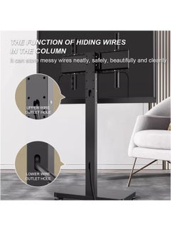 FlashHawk TV Stand with Wheels for 32 to 65 Inch TVs, Portable Mobile TV Cart on Wheels, Tall Universal Floor Stands, Fit Corner, Bedroom, Outdoor  - Image 2