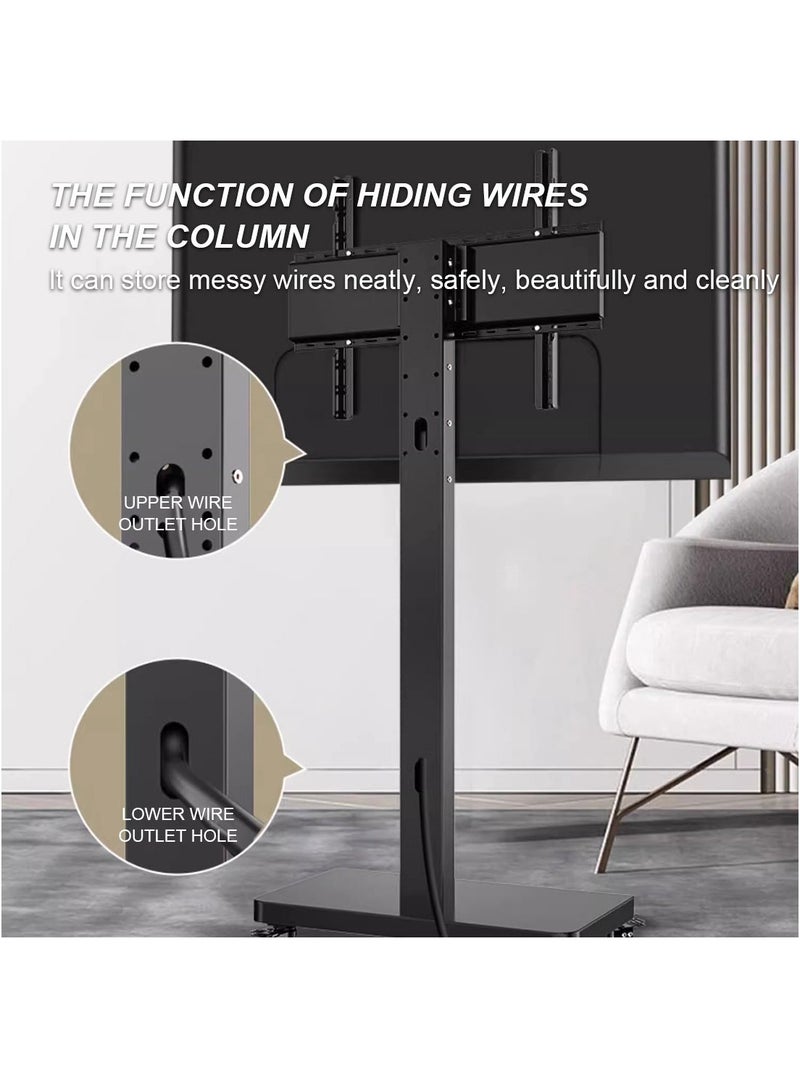 FlashHawk TV Stand with Wheels for 32 to 65 Inch TVs, Portable Mobile TV Cart on Wheels, Tall Universal Floor Stands, Fit Corner, Bedroom, Outdoor - Image 2