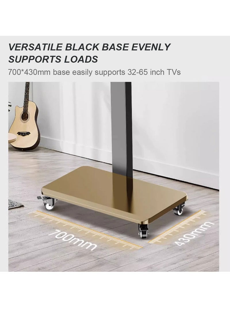 FlashHawk TV Stand with Wheels for 32 to 65 Inch TVs, Portable Mobile TV Cart on Wheels, Tall Universal Floor Stands, Fit Corner, Bedroom, Outdoor - Image 4