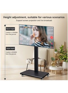 FlashHawk TV Stand with Wheels for 32 to 65 Inch TVs, Portable Mobile TV Cart on Wheels, Tall Universal Floor Stands, Fit Corner, Bedroom, Outdoor  - Image 3