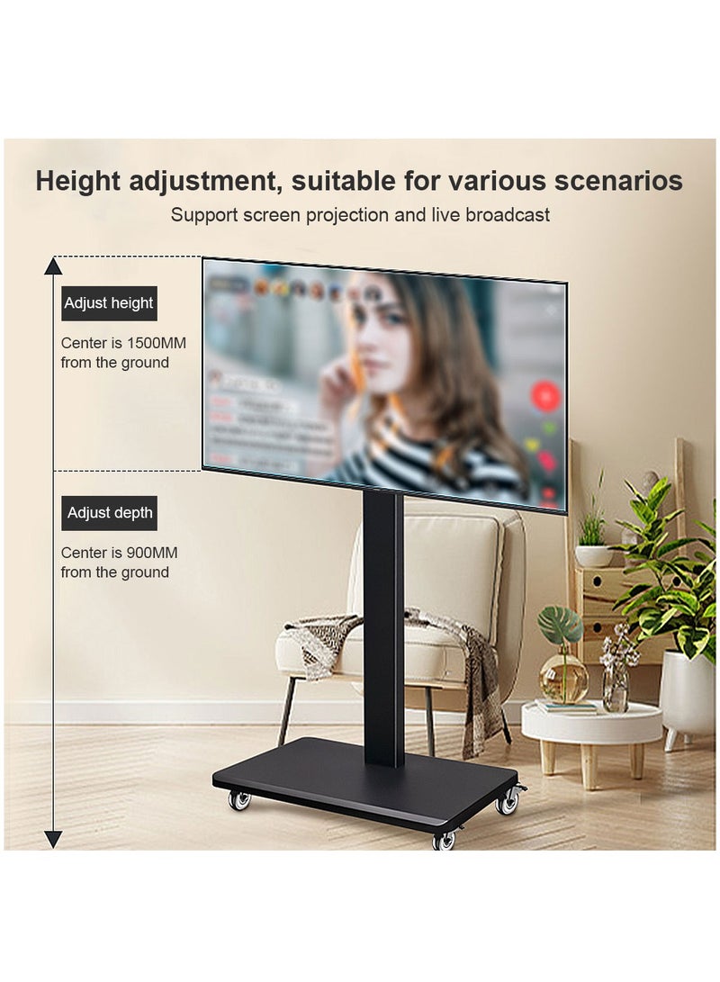 FlashHawk TV Stand with Wheels for 32 to 65 Inch TVs, Portable Mobile TV Cart on Wheels, Tall Universal Floor Stands, Fit Corner, Bedroom, Outdoor - Image 3
