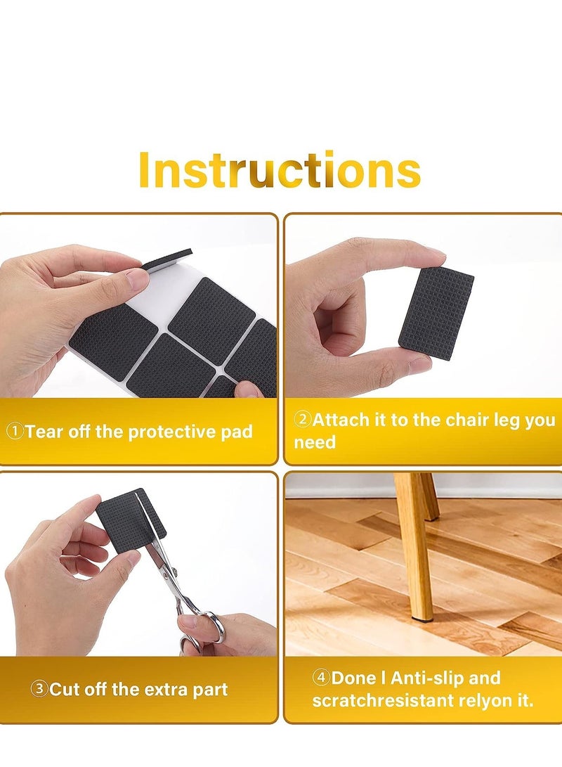 الروهيت 48 قطعة من وسادات أقدام الأثاث، وسادات أثاث مطاطية مانعة للانزلاق، وسادات حماية للأرضيات الخشبية، وسادات أرجل كراسي الأثاث ذاتية اللصق مانعة للانزلاق، وسادة أقدام طاولة متعددة الوظائف سميكة مضادة للخدش - Image 3