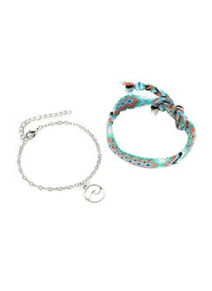 2-Piece Alloy Handmade Weave Design Anklet Chain
